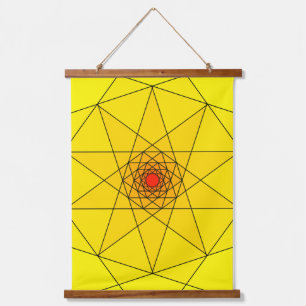 Tapisserie Suspendue Éclatement Géométrique en Étoile - Motif Jaune & R