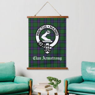 Tapisserie Suspendue Écosse Clan Armstrong Crest Badge et Tartan