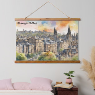 Tapisserie Suspendue Édimbourg Écosse Château Aquarelle Voyage