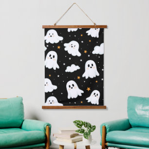 Tapisserie Suspendue Éffrayant mignon Halloween Ghost Nuageux Star Sky