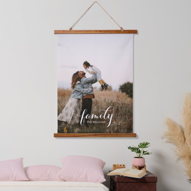 Tapisserie Suspendue Élégant Ajoutez votre propre photo de famille pers (Chambre à coucher)