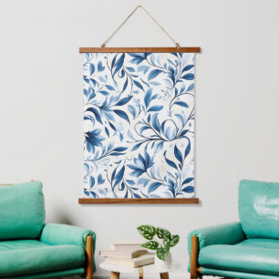 Tapisserie Suspendue Élégant Feuilles Blue Paisley - Arrière - plan bla