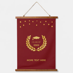 Tapisserie Suspendue Elégant Golden Class of Graduation sur Maroon