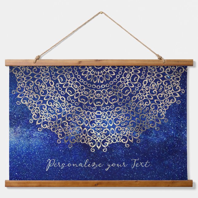 Tapisserie Suspendue Elégant Golden Mandala Trippy Psychedelic Hippie (Devant)