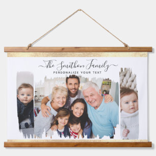 Tapisserie Suspendue Elegant Moderne Blanc & Or Ajouter Votre Famille D