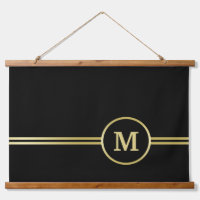 Élégant or Monogramme personnalisé sur noir