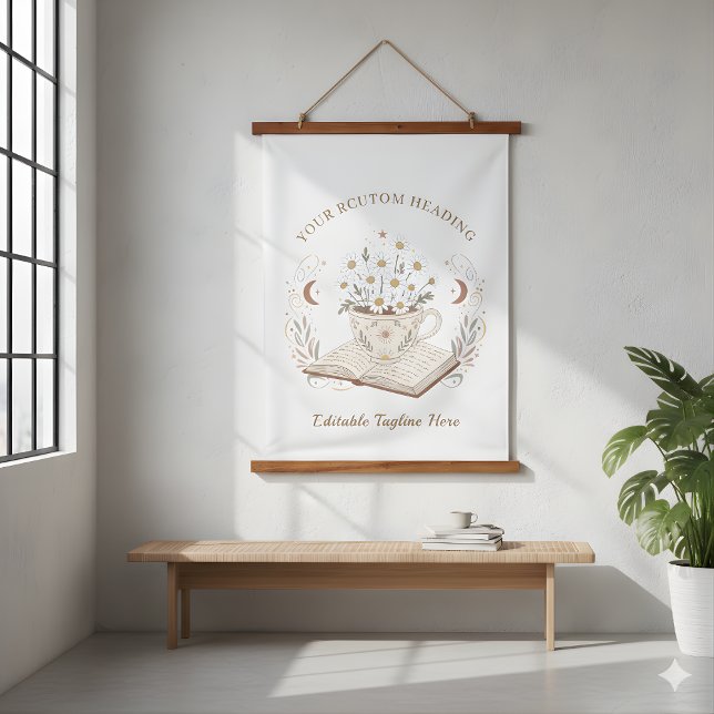 Tapisserie Suspendue Elegant Teacup Flowers Tapestry (Chic Bouquet Flowers Tapestry)