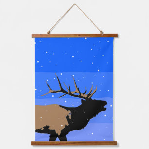 Tapisserie Suspendue Elk bouillonnant en hiver - Art original de la fau