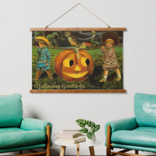Tapisserie Suspendue Enfants cueillette de citrouilles de Halloween Jac