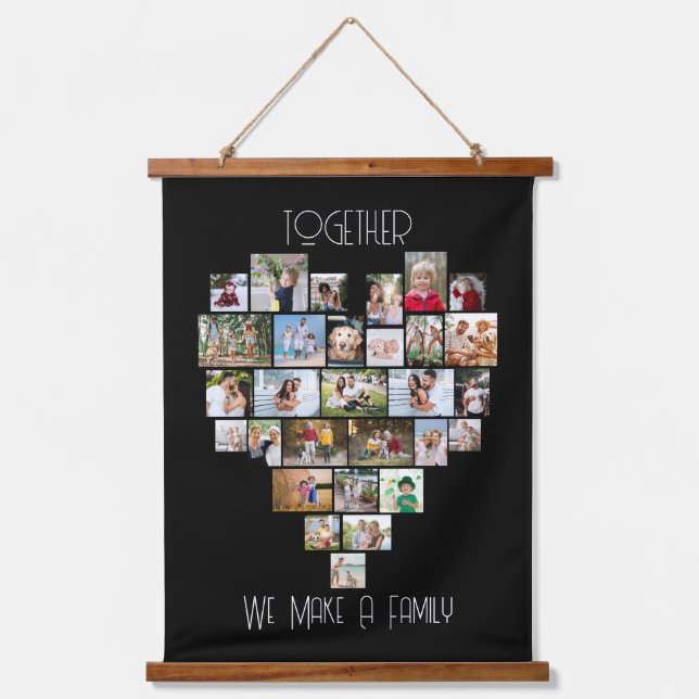 Tapisserie Suspendue Ensemble Family Heart Shape 29 Photo Collage noir (Recto)