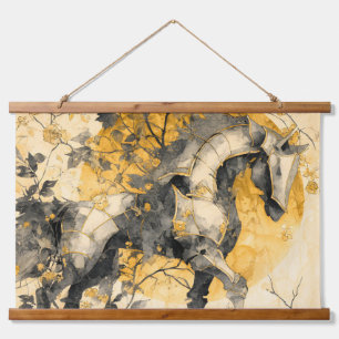 Tapisserie Suspendue Esprit Botanique Vintage Cheval Blanc Floral Vigne