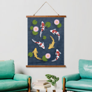 Tapisserie Suspendue Étang japonais de poissons Koi