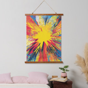 Tapisserie Suspendue Explosion d'art pop de style comique (3)