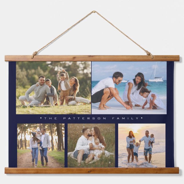 Tapisserie Suspendue Famille 5 Photo Collage Simple Moderne (Devant)