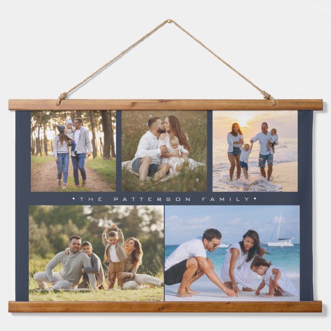 Tapisserie Suspendue Famille 5 Photo Collage Simple Moderne (Devant)