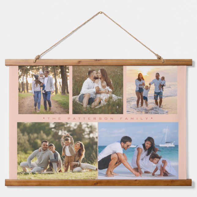 Tapisserie Suspendue Famille 5 Photo Collage Simple Moderne (Devant)