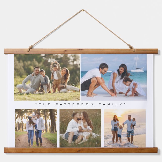 Tapisserie Suspendue Famille 5 Photo Collage Simple Moderne (Devant)
