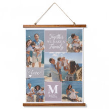 FAMILLE moderne Collage de photos Monogramme Nom 5
