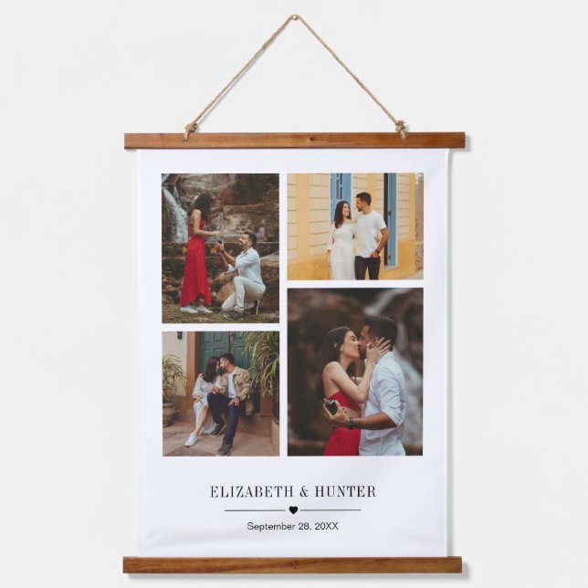 Tapisserie Suspendue Famille personnalisée ou Mariage Couple 4 Photo Co (Recto)