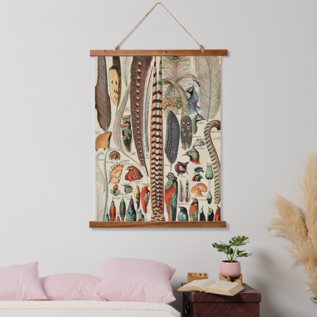 Tapisserie Suspendue Feather Bird Wildlife Plumes d'antiquités (Chambre à coucher)