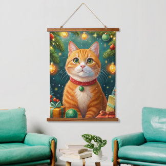 Tapisserie Suspendue Feliz navidad te desea mi gato naranja