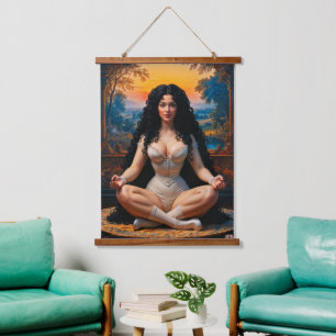 Tapisserie Suspendue Femme élégante en harmonie méditative par Xzendor7