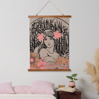 Tapisserie Suspendue Femme Florale Vintage