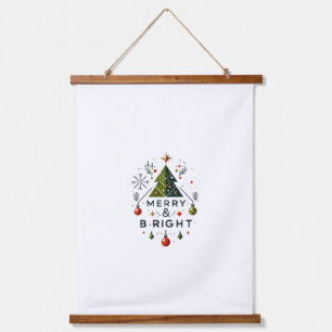 Tapisserie Suspendue Festive Joyeux et brillant Design d'arbre de Noël