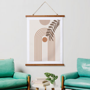 Tapisserie Suspendue Feuille de palmier arc-en-ciel Soleil, Art géométr