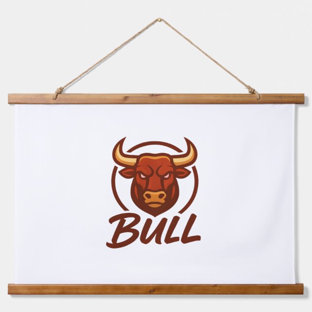 Tapisserie Suspendue Fierce Bull Head Logo, Creative Mascot BULL (Devant)
