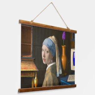 Tapisserie Suspendue Fille avec une perle Écouter un nouvel affichage