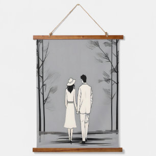 Tapisserie Suspendue Flèche romantique Couple Flâne minimaliste Ligne A