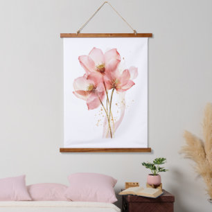 Tapisserie Suspendue Fleur de lotus rose Nymphéa Aquarelle Éthérée