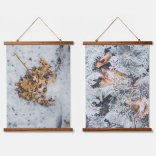 Tapisserie Suspendue Fleur Hortensia sur la neige et motif de glace mag