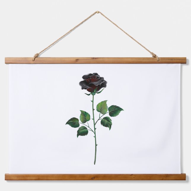 Tapisserie Suspendue Fleur rose noire (Devant)