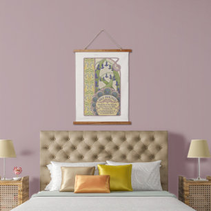 Tapisserie Suspendue Fleurs Bleues Style Art Nouveau Vintage