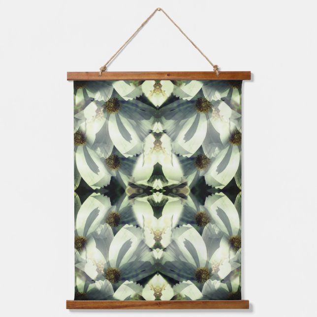 Tapisserie Suspendue Fleurs Cosmos Blanches Art Abstrait (Recto)