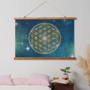 Tapisserie Suspendue FLEURS DE VIE - Géométrie Sacrée Style doré