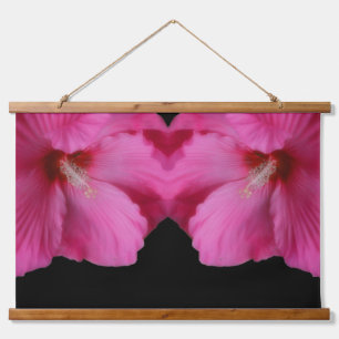 Tapisserie Suspendue Fleurs d'Hibiscus rose en miroir Abstrait