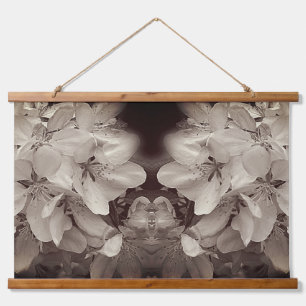 Tapisserie Suspendue Fleurs Fleurissant Noir Et Blanc Abstrait Vintage 