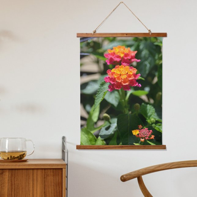 Tapisserie Suspendue Fleurs Lantana rose et jaune Photographique (Créateur téléchargé)