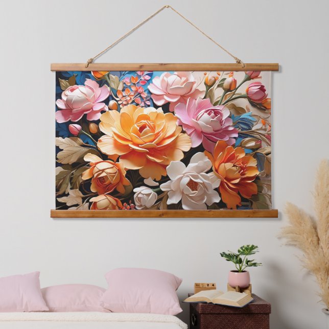 Tapisserie Suspendue Fleurs magiques IA Art Peinture Beauté (Chambre à coucher)