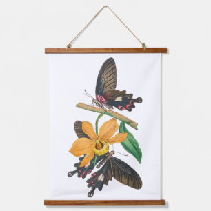 Tapisserie Suspendue Fleurs printanières et papillons