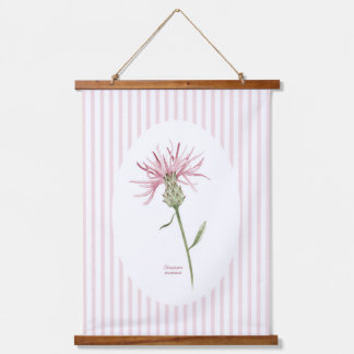 Tapisserie Suspendue Fleurs sauvages aquarelles et rayures roses vintag