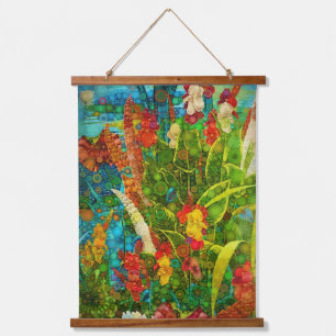 Tapisserie Suspendue Fleurs sauvages tropicaux vintages en fleurs