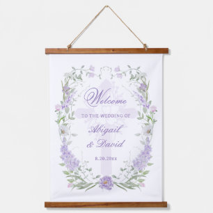 Tapisserie Suspendue Floral Lilac Frame Mariage religieux Bienvenue