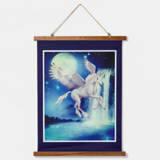 Tapisserie Suspendue Flying Unicorn Waterfall Fantasy Horse