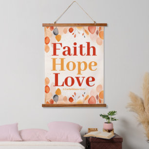 Tapisserie Suspendue Foi, espoir et amour Boho Christian Wall