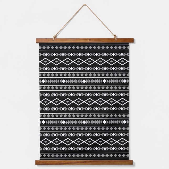 Tapisserie Suspendue Formes Aztec Motif gris noir (Recto)