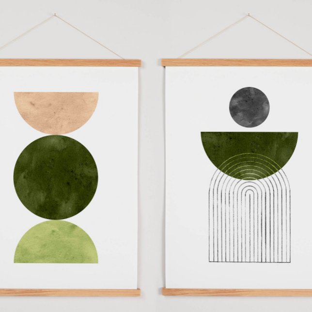 Tapisserie Suspendue Formes géométriques vert olive (Créateur téléchargé)